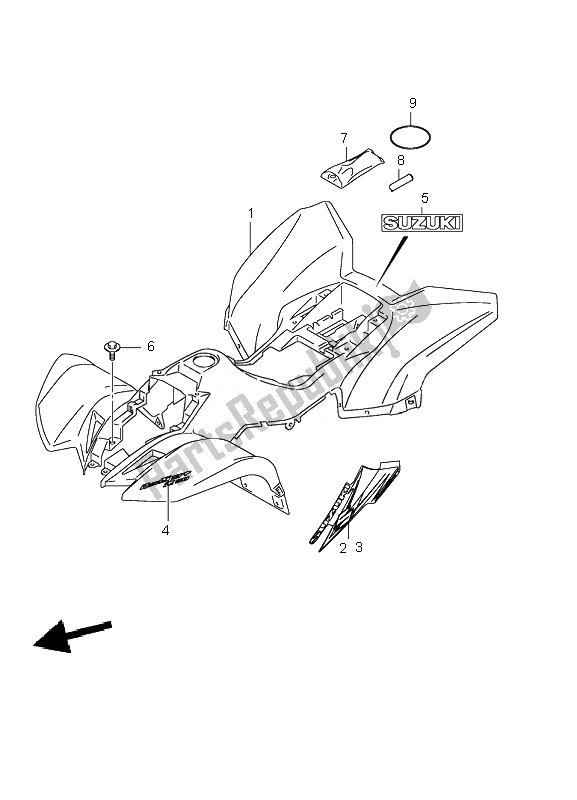 All parts for the Frame Center Cover (lt-z50) of the Suzuki LT Z 50 4T Quadsport 2010