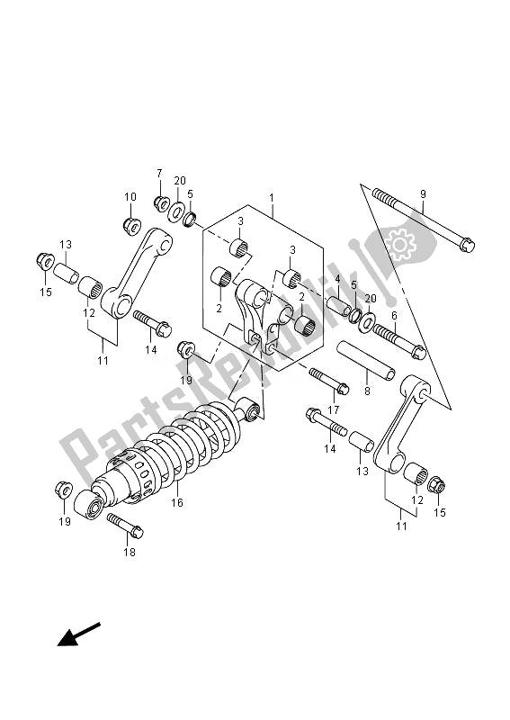 All parts for the Rear Cushion Lever (vzr1800 E02) of the Suzuki VZR 1800 M Intruder 2014