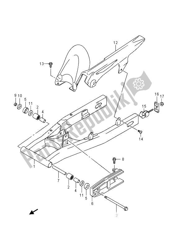 Toutes les pièces pour le Bras Oscillant Arrière du Suzuki GW 250 Inazuma 2014