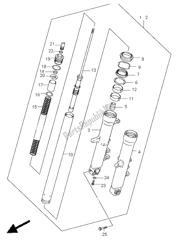 All parts for the Front Damper of the Suzuki DL 1000 V Strom 2006