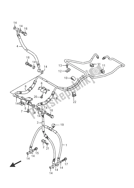 Tutte le parti per il Tubo Freno Anteriore del Suzuki GSX 1250 FA 2016