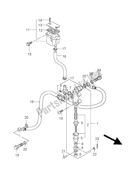 All parts for the Rear Master Cylinder of the Suzuki GSF 600 NS Bandit 2000