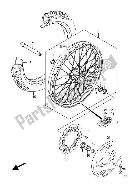 All parts for the Front Wheel of the Suzuki RMX 450Z 2015