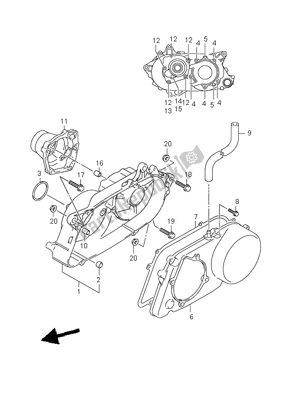 All parts for the Cvt Case of the Suzuki LT Z 50 4T Quadsport 2010