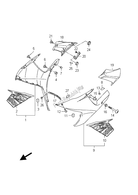 Toutes les pièces pour le Capotage Latéral (gsx-r600uf E21: (jdt, Yvb)) du Suzuki GSX R 600 2012