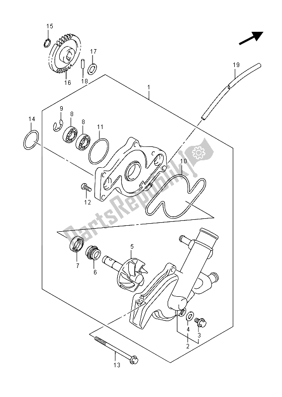 Tutte le parti per il Pompa Dell'acqua del Suzuki SFV 650A Gladius 2015
