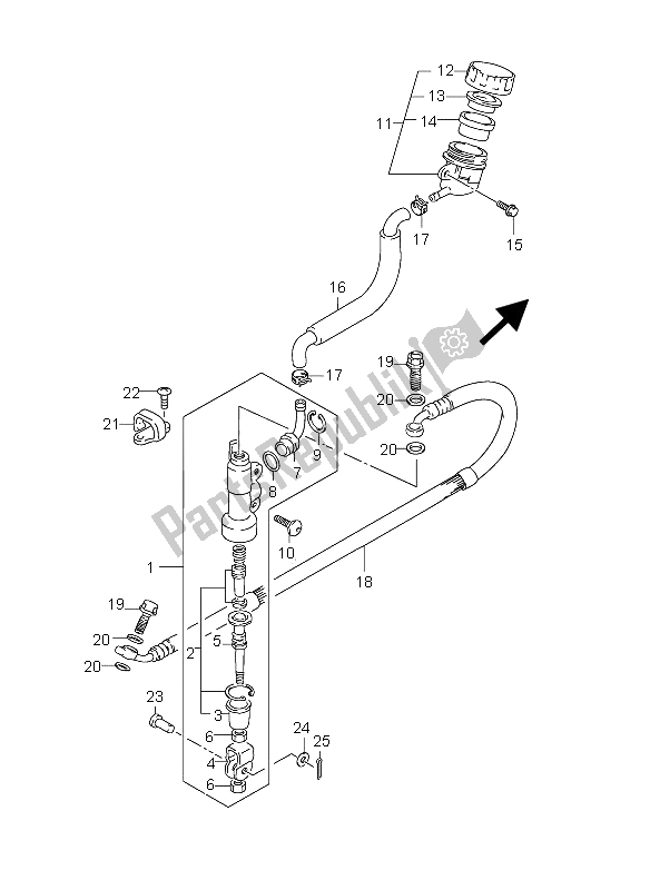 All parts for the Rear Master Cylinder (sw) of the Suzuki RM 85 SW LW 2012