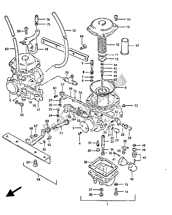 Todas as partes de Carburador do Suzuki GS 450S 1985