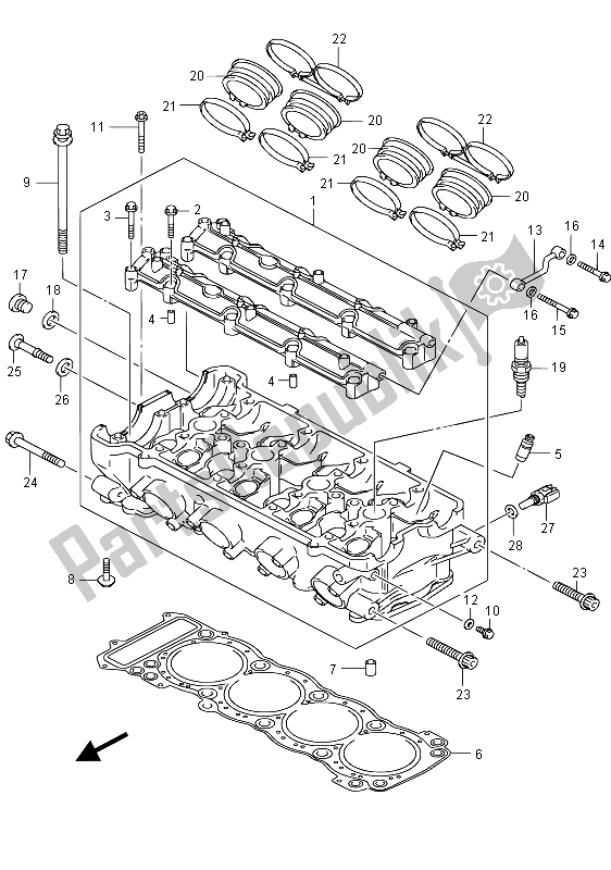 Toutes les pièces pour le Culasse (gsx1300rauf E19) du Suzuki GSX 1300 RA Hayabusa 2015