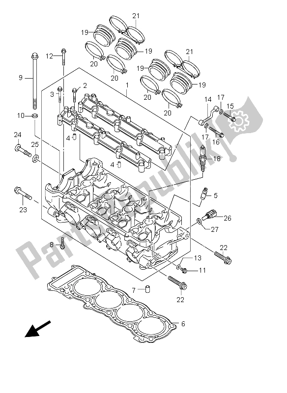 All parts for the Cylinder Head of the Suzuki GSX 1300R Hayabusa 2006