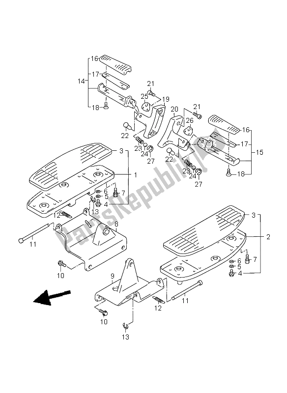 Tutte le parti per il Poggiapiedi del Suzuki VL 1500 Intruder LC 1999