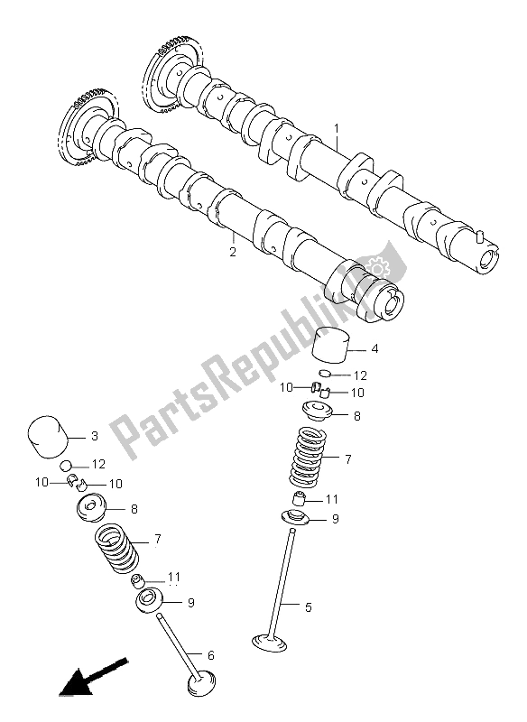 Tutte le parti per il Albero A Camme E Valvola del Suzuki GSX R 600 2002