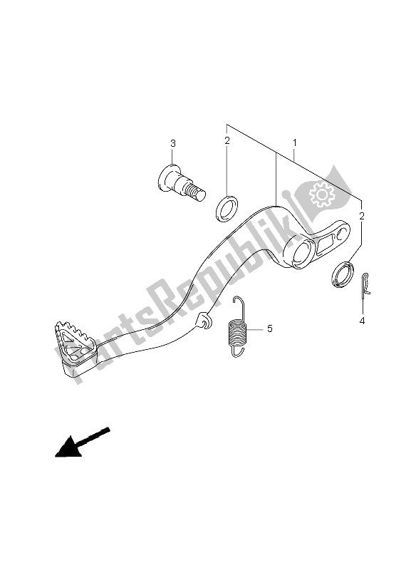 All parts for the Brake Pedal of the Suzuki RM Z 450 2008