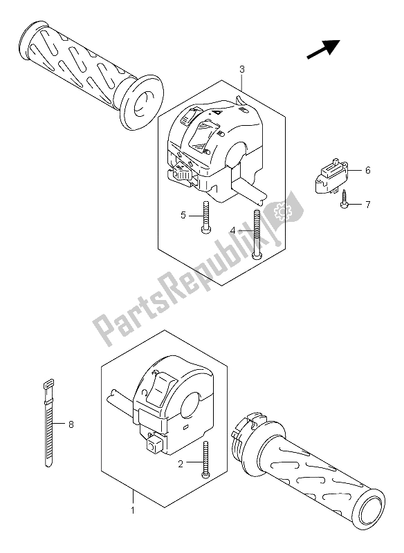 All parts for the Handle Switch of the Suzuki DL 650 V Strom 2005