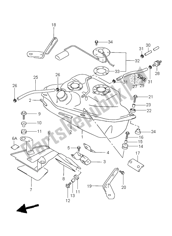 All parts for the Fuel Tank of the Suzuki VL 1500 Intruder LC 2001