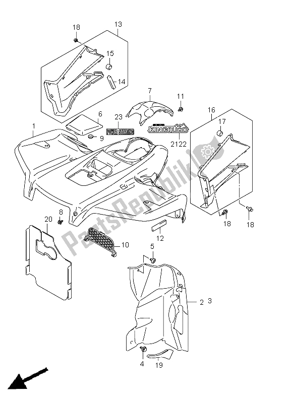 All parts for the Front Fender (lt-a750xp P28) of the Suzuki LT A 750 XPZ Kingquad AXI 4X4 2011