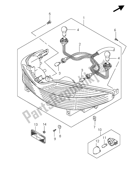 Todas as partes de Lâmpada De Combinação Traseira do Suzuki UH 125 Burgman 2010