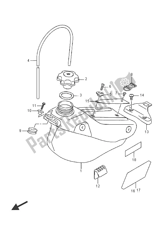 Alle onderdelen voor de Benzinetank van de Suzuki RMX 450Z 2016