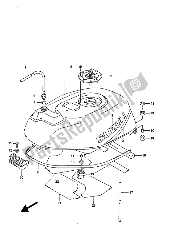 Alle onderdelen voor de Benzinetank van de Suzuki GSX R 1100 1992