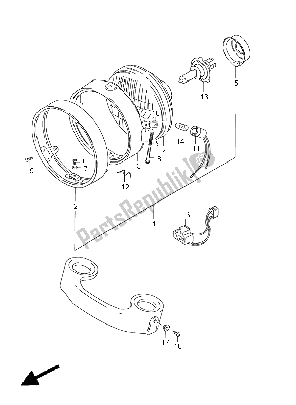 All parts for the Headlamp (e4-e18-e21-e22) of the Suzuki GN 125E 2000