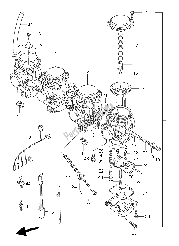Tutte le parti per il Carburatore del Suzuki GSF 600N Bandit 1997