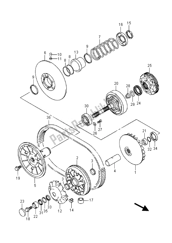 All parts for the Transmission (1) of the Suzuki LT A 500 XPZ Kingquad AXI 4X4 2014