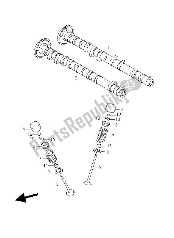 Todas as partes de árvore De Cames E Válvula do Suzuki GSX R 750 2007