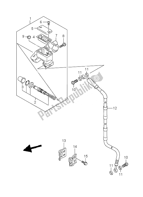 All parts for the Front Master Cylinder of the Suzuki RM Z 250 2007