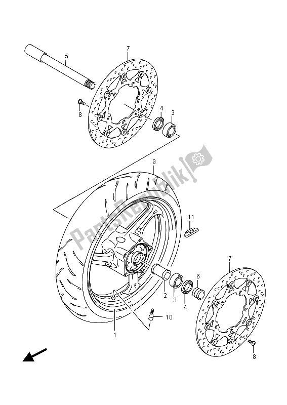 Tutte le parti per il Ruota Anteriore (gsr750ue) del Suzuki GSR 750A 2015