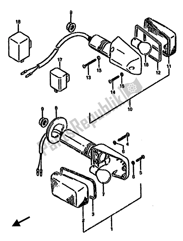 Tutte le parti per il Indicatore Di Direzione del Suzuki GSX 750F 1991