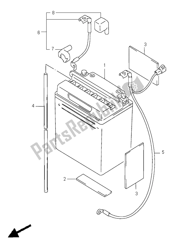 All parts for the Battery of the Suzuki GS 500 2002