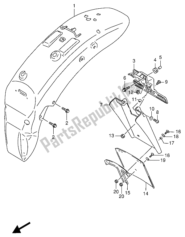 All parts for the Rear Fender of the Suzuki VS 800 GL Intruder 1993