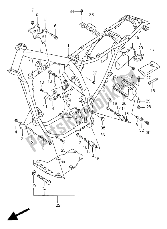 Tutte le parti per il Telaio del Suzuki DR 650 SE 2000