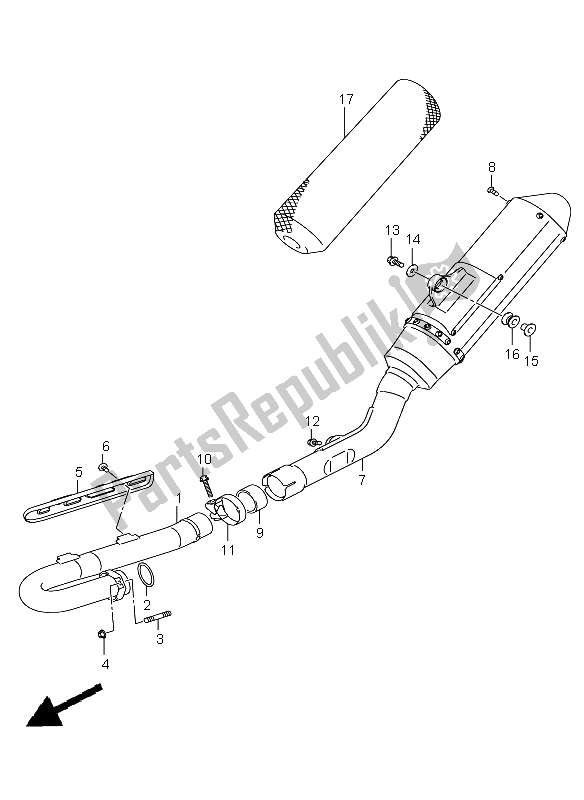 Alle onderdelen voor de Geluiddemper van de Suzuki RM Z 450 2010