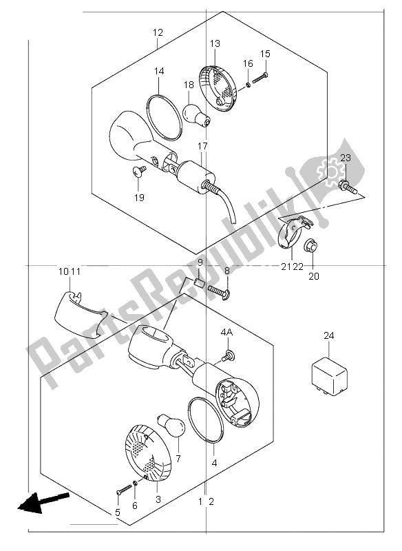 All parts for the Turn Signal Lamp of the Suzuki VL 250 Intruder 2001