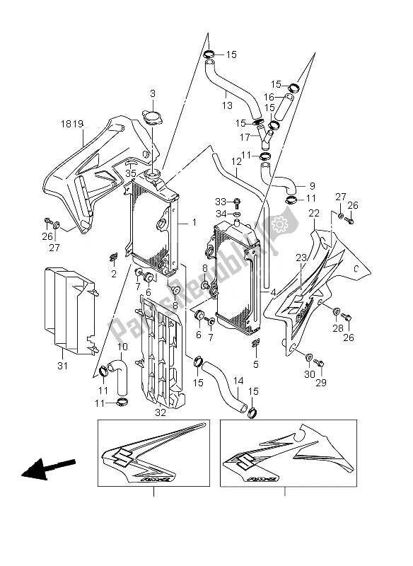 Tutte le parti per il Termosifone del Suzuki RM Z 250 2007