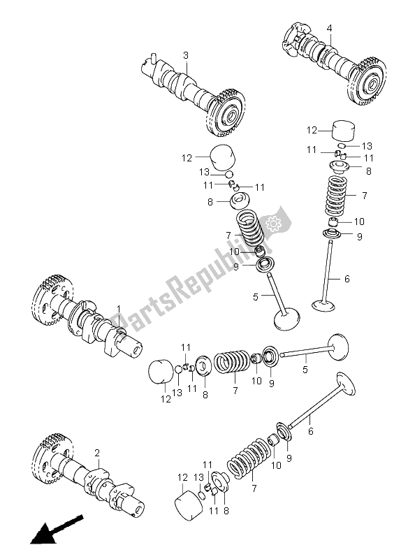 Toutes les pièces pour le Arbre à Cames Et Soupape du Suzuki SV 1000 NS 2003