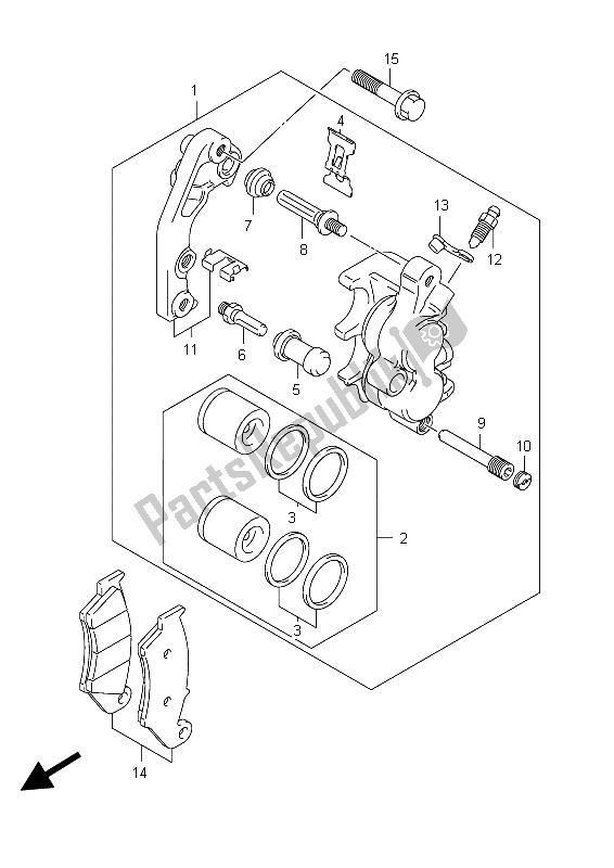 All parts for the Front Caliper of the Suzuki RMX 450Z 2012