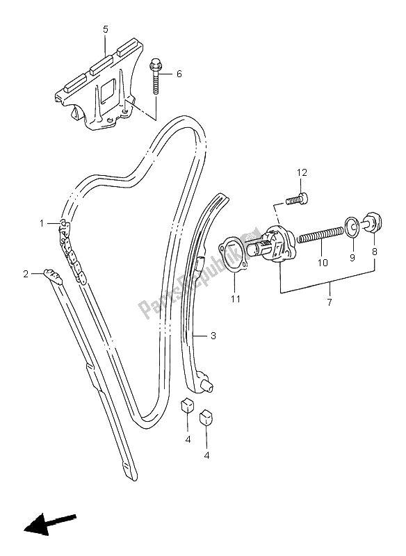 All parts for the Cam Chain of the Suzuki GSF 600S Bandit 1996