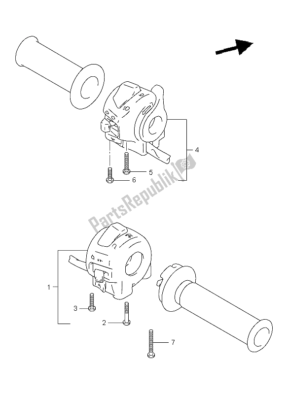 All parts for the Handle Switch of the Suzuki TL 1000R 1998