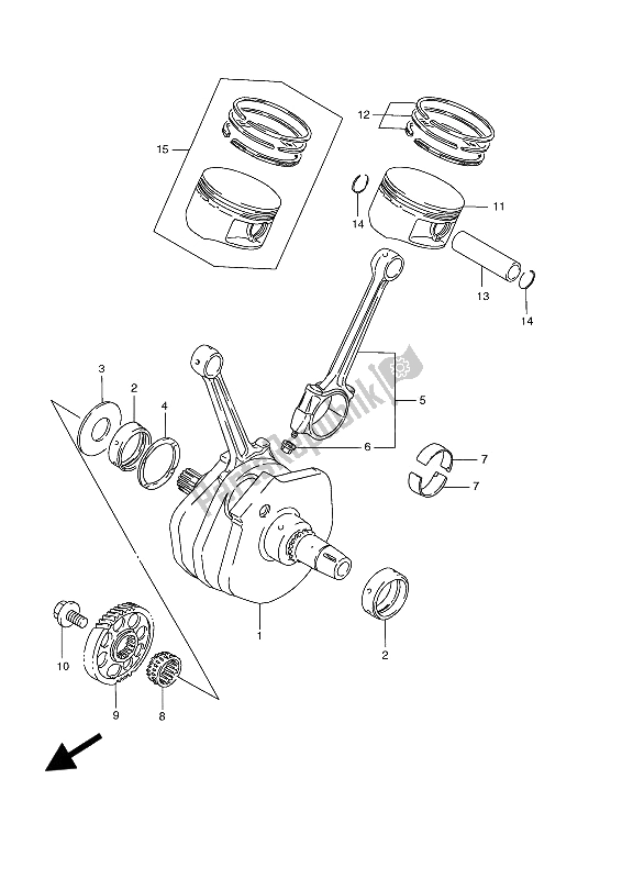 All parts for the Crankshaft of the Suzuki VS 1400 GLP Intruder 1989