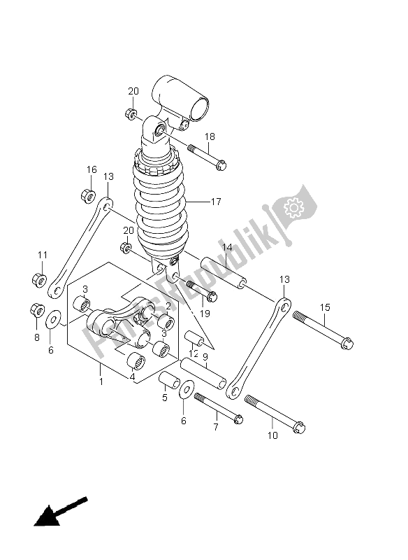 All parts for the Rear Cushion Lever (gsx1300r E14) of the Suzuki GSX 1300R Hayabusa 2011