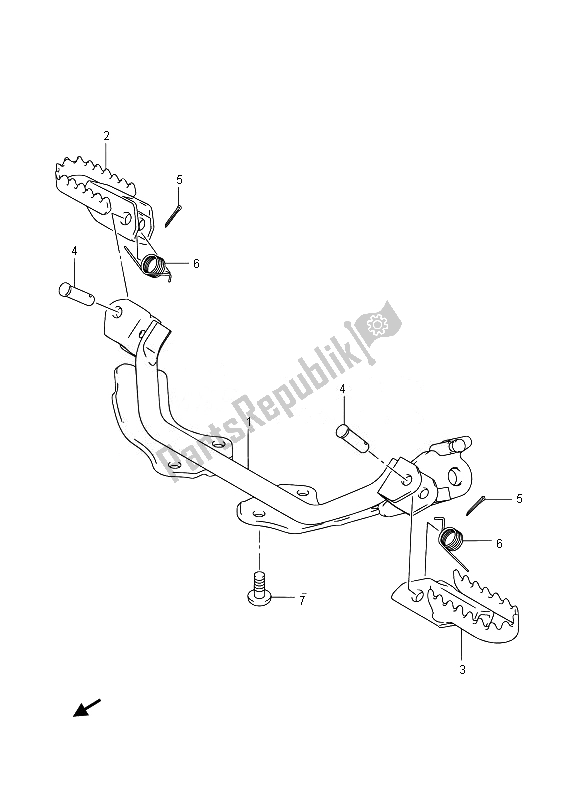 All parts for the Footrest of the Suzuki DR Z 70 2014