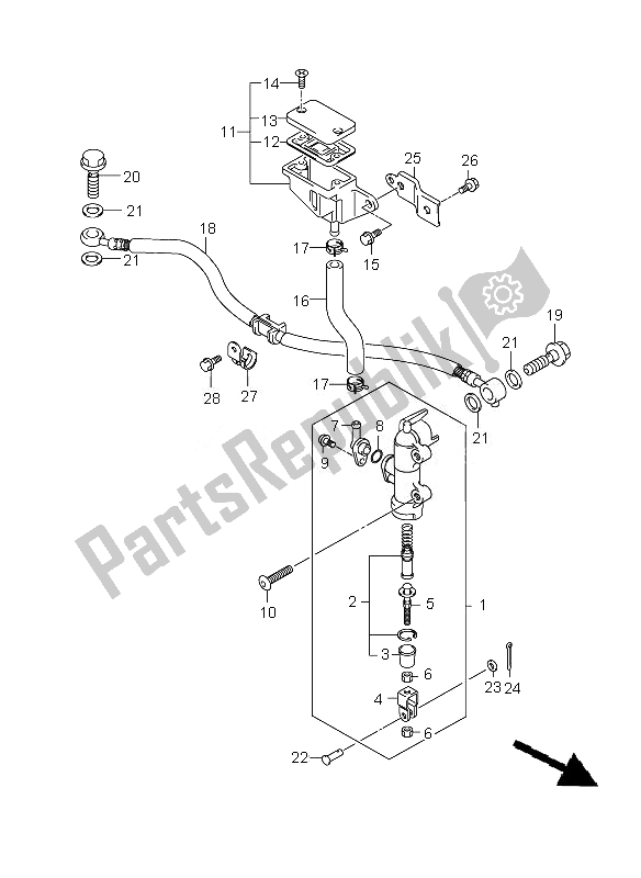 All parts for the Rear Master Cylinder of the Suzuki GSX 1300R Hayabusa 2010