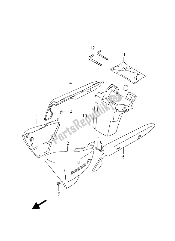 Toutes les pièces pour le Couverture De Cadre du Suzuki GZ 125 Marauder 2006