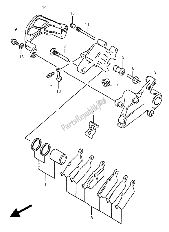 Toutes les pièces pour le étrier Arrière du Suzuki RM 250 2000