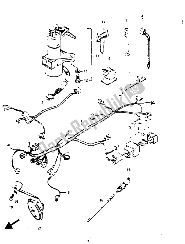 All parts for the Wiring Harness of the Suzuki RG 125 Abuaubu Gamma 1988