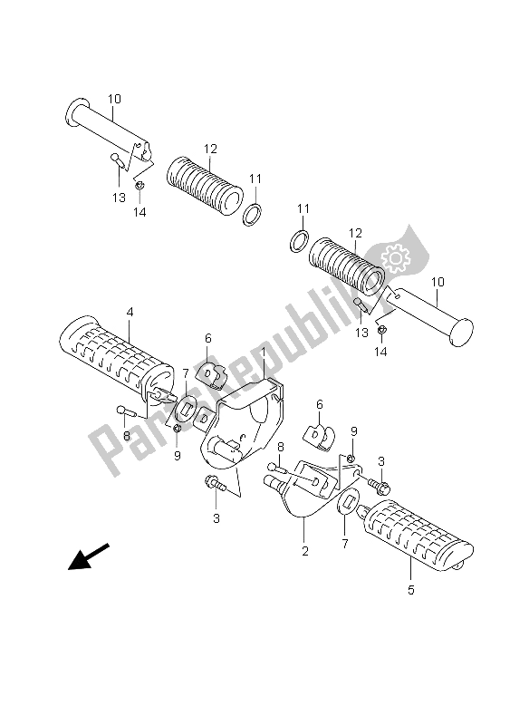 All parts for the Footrest of the Suzuki GZ 125 Marauder 2004