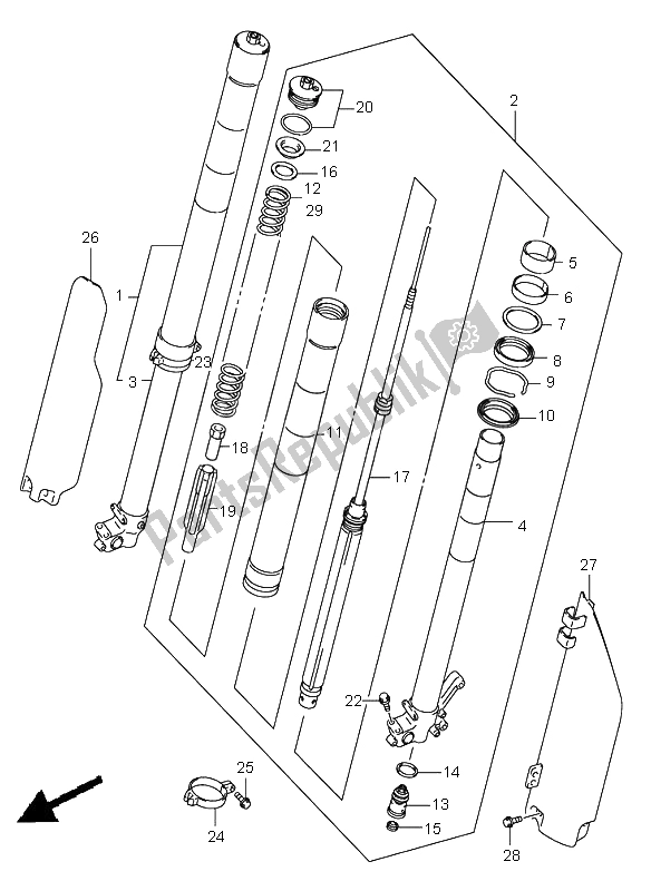 Tutte le parti per il Ammortizzatore Anteriore del Suzuki RM 250 2002