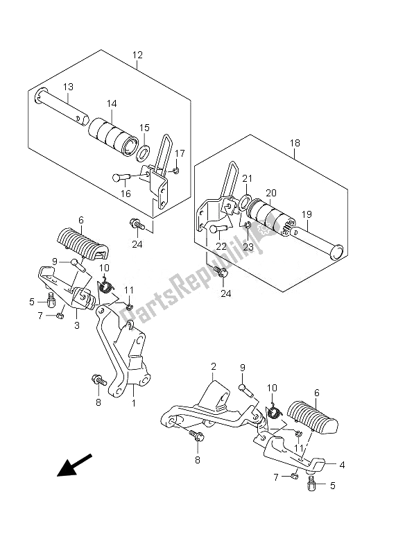 Todas las partes para Reposapiés de Suzuki VZ 800 Intruder 2010